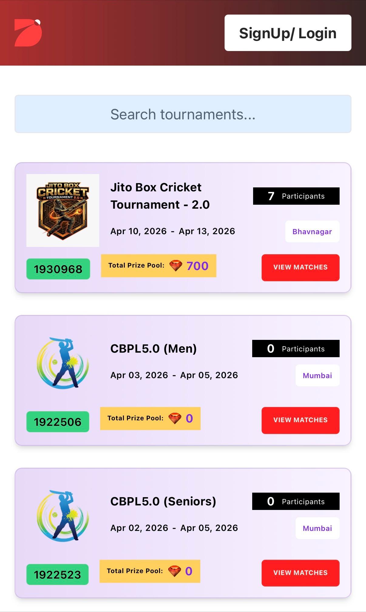 Click on the Fantasy Tournament Link or Enter Your Tournament Name